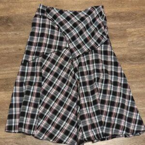 women’s vintage plaid asymmetrical flowy maxi skirt